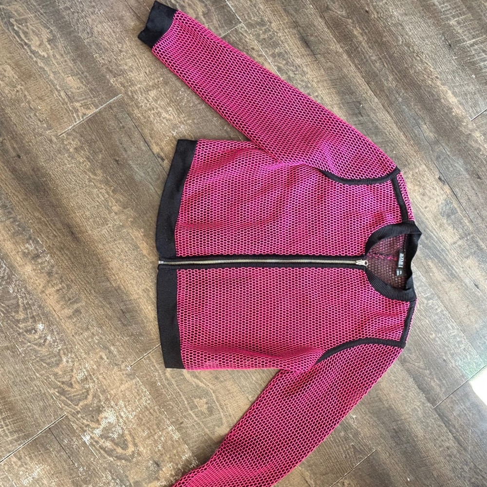 A.N.A Pink & Black Fishnet Mesh Bomber Jacket Size PXL‎ Skater Streetwear 80's
